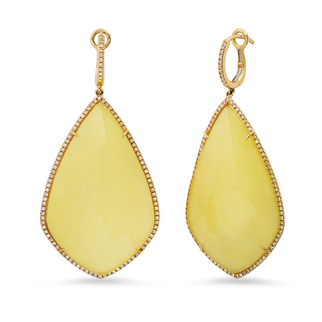 14K Yellow Gold Setting with 36.66ct Chalcedony and 0.98ct Diamond Earrings: Retail: $5,660.00 ****** 14K Yellow Gold Setting with 36.66ct Chalcedony and 0.98ct Diamond Earrings ****** Metal: 14K Yellow Gold / Total Item Weight: 18.6 Grams / Country Made: United States / /