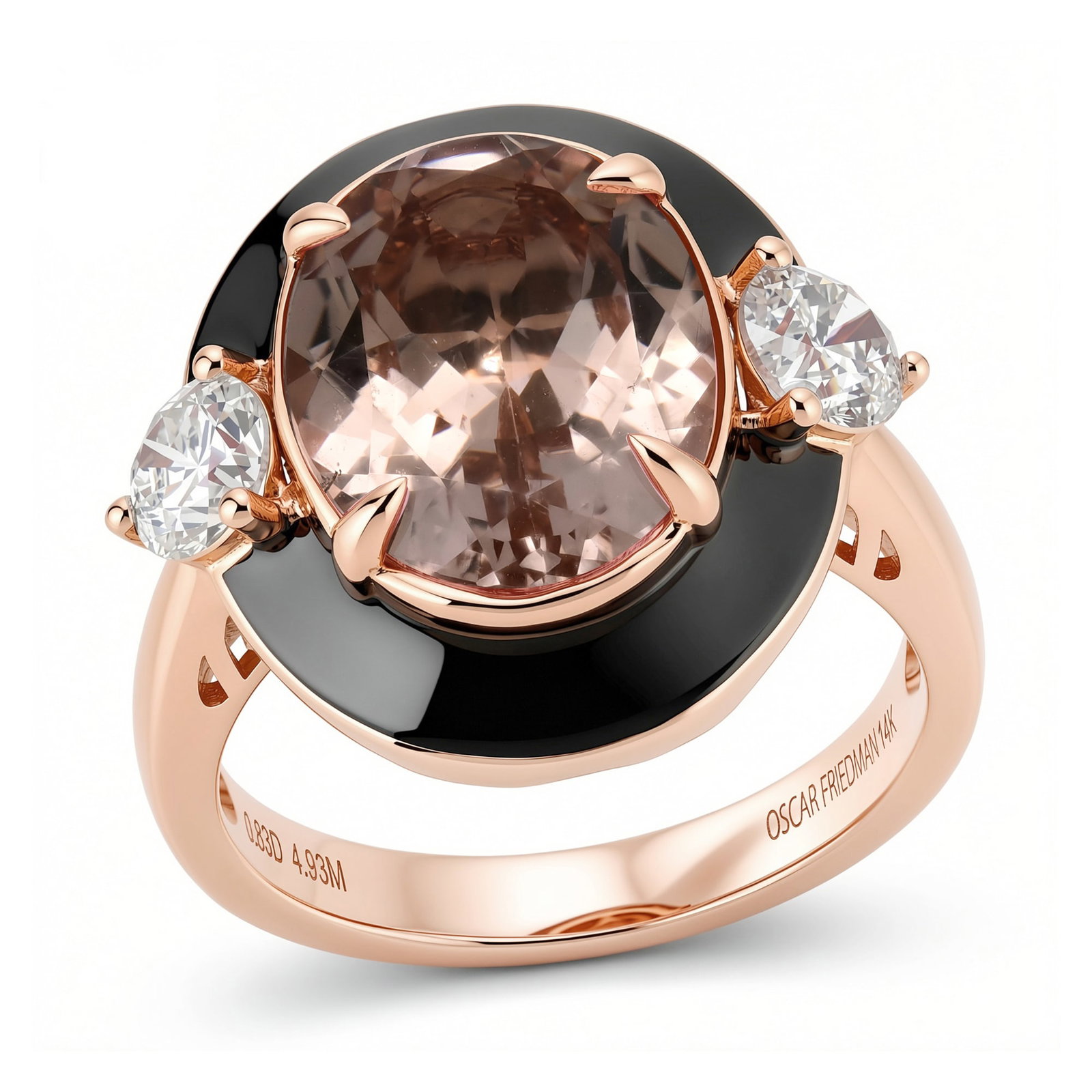 14K Rose And White Gold Ladies Ring with 4.64ct Morganite and 0.83tcw Adjacent Diamonds: Retail: $18,560.00 ****** 14K Rose And White Gold Ladies Ring with 4.64ct Morganite and 0.83tcw Adjacent Diamonds ****** Size: 7 / Metal: 14K Rose and White Gold / Total Item Weight: 7.1 Grams / Count