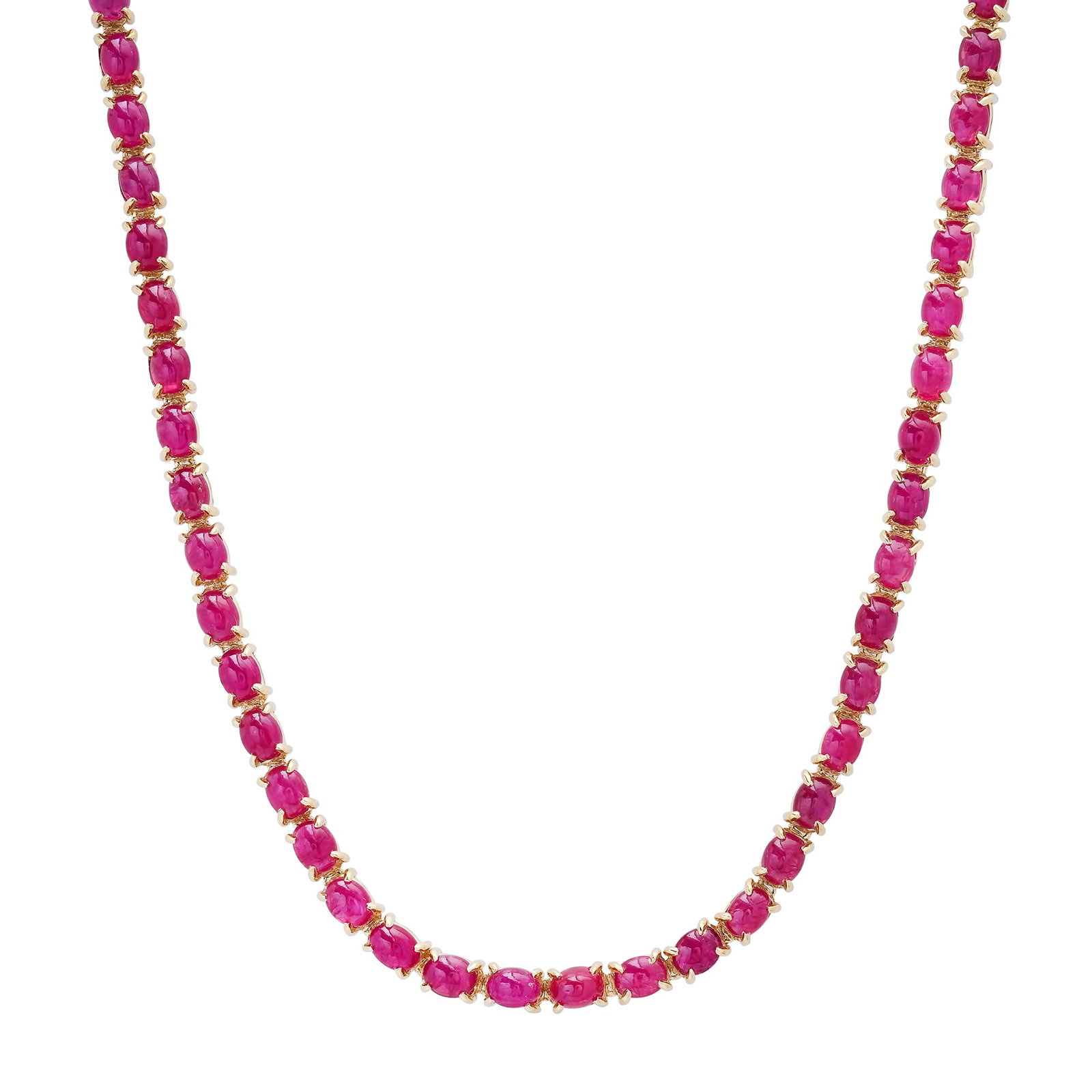 14K Yellow Gold Necklace with 25.78ct Rubys