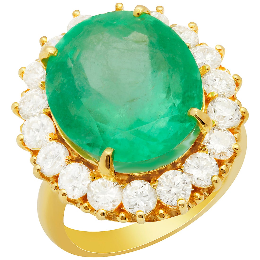 14k Yellow Gold 13.92ct Emerald 2.52ct Diamond Ring: Retail: $25,100.00 ****** 14k Yellow Gold 13.92ct Emerald 2.52ct Diamond Ring ****** Metal: 14K Yellow Gold / Total Item Weight: 10.40 grams / Country Made: United States / / Main Stone: Emerald / Col