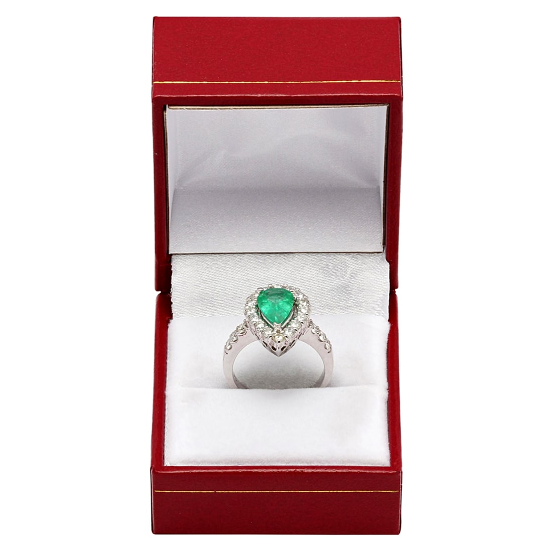 14k White Gold 1.35ct Emerald 1.22ct Diamond Ring - 3