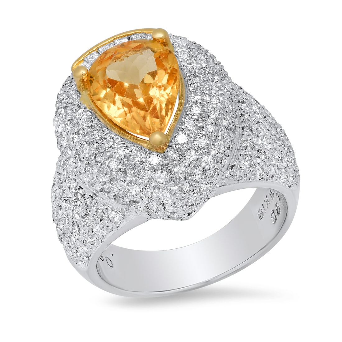 Platinum and 18K Yellow Gold Setting with 2.48ct Gold Tourmaline and 1.90ct Diamond Ring: Retail: $13,200.00 ****** Platinum and 18K Yellow Gold Setting with 2.48ct Gold Tourmaline and 1.90ct Diamond Ring ****** Size: 5 (we offer free resizing to winning bidders) / Metal: Platinum and 18K 