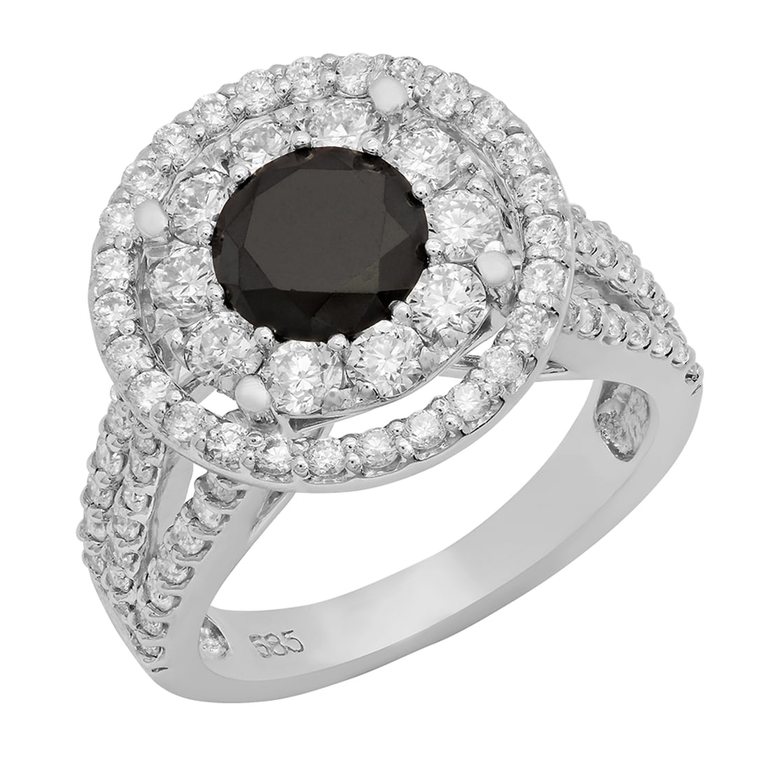 14k White Gold 1.12ct & 2.80ct Diamond Ring: Retail: $10,076.00 ****** 14k White Gold 1.12ct & 2.80ct Diamond Ring ****** Metal: 14K White Gold / Total Item Weight: 6.8 grams / Country Made: United States / / Main Stone: Diamond / Color: Fancy