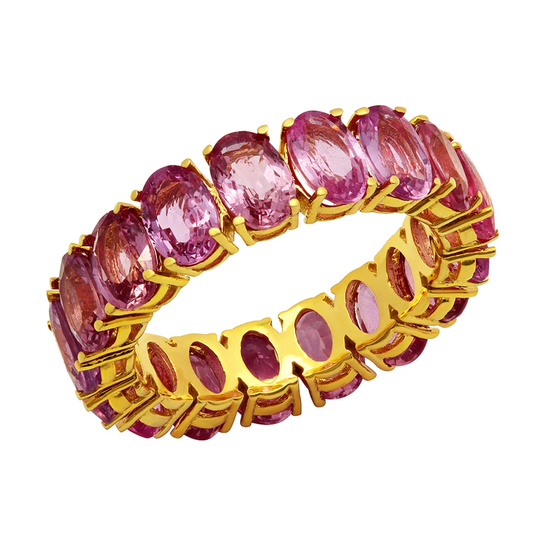 14k Yellow Gold 10.01ct Pink Sapphire Eternity Band Ring: Retail: $5,675.00 ****** 14k Yellow Gold 10.01ct Pink Sapphire Eternity Band Ring ****** Metal: 14K Yellow Gold / Total Item Weight: 5,85 grams / Country Made: United States / / Main Stone: Pink Sapph