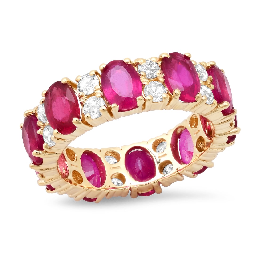 14K Yellow Gold Setting with 6.5ct Ruby and 1.22ct Diamond Band: Retail: $8,500.00 ****** 14K Yellow Gold Setting with 6.5ct Ruby and 1.22ct Diamond Band ****** Size: 7 / Metal: 14K Yellow Gold / Total Item Weight: 5.5 Grams / Country Made: United States / / Main S