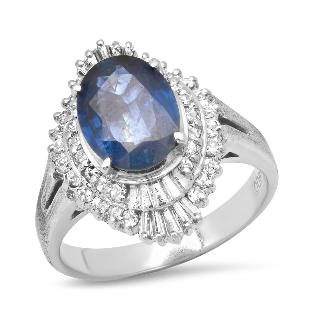Platinum Setting with 1.88ct Sapphire and .43ct Diamond Ladies Ring: Retail: $6,720.00 ****** Platinum Setting with 1.88ct Sapphire and .43ct Diamond Ladies Ring ****** Size: 6 (we offer free resizing to winning bidders) / Metal: Platinum / Total Item Weight: 7.3 Grams
