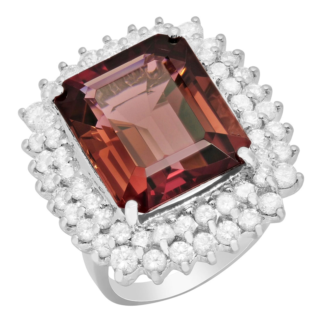 14k White Gold 14.71ct Purple Tourmaline 2.30ct Diamond Ring: Retail: $19,200.00 ****** 14k White Gold 14.71ct Purple Tourmaline 2.30ct Diamond Ring ****** Metal: 14K White Gold / Total Item Weight: 15.10 grams / Country Made: United States / / Main Stone: