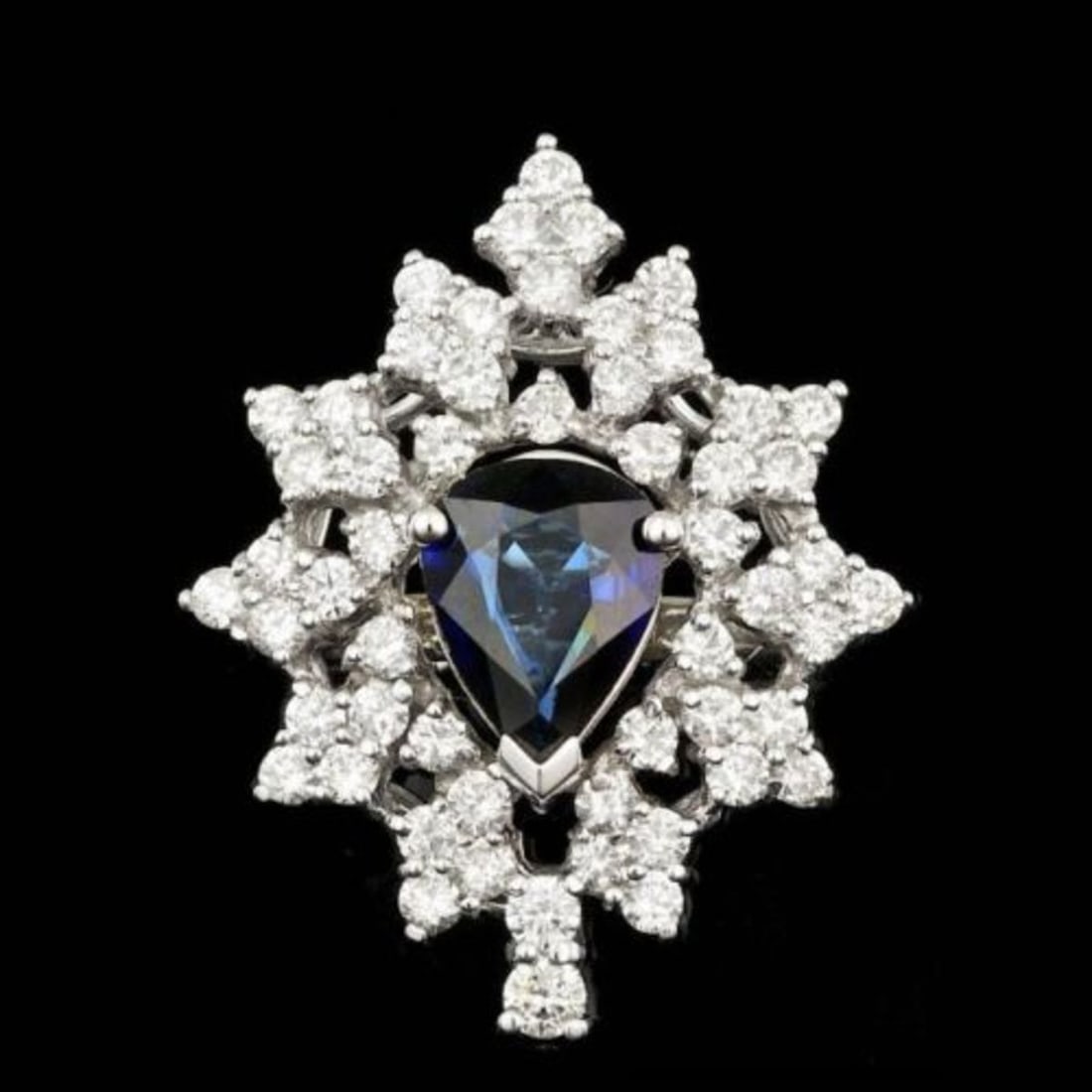 14K White Gold 1.92ct Sapphire and 1.60ct Diamond Ring: Retail: $13,299.00 ****** 14K White Gold 1.92ct Sapphire and 1.60ct Diamond Ring ****** Metal: 14K White Gold / Total Item Weight: 6.8 Grams / Country Made: United States / / Main Stone: Sapphire / Co