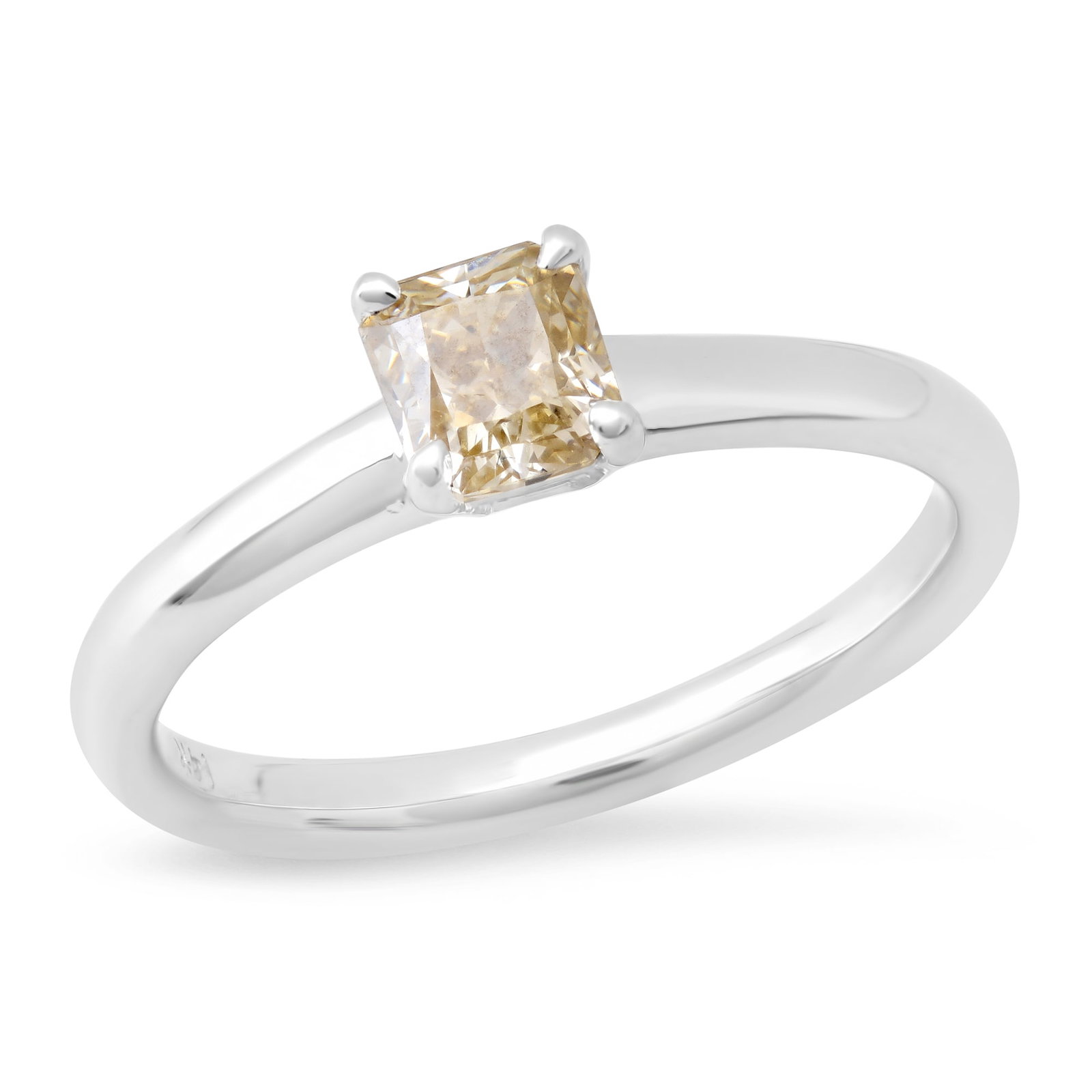 14K White Gold Setting with 0.69ct Fancy Colored Diamond Ladies Ring: Retail: $4,000.00 ****** 14K White Gold Setting with 0.69ct Fancy Colored Diamond Ladies Ring ****** Size: 6.75(we offer free resizing to winning bidders) / Metal: 14K White Gold / Total Item Weight: 