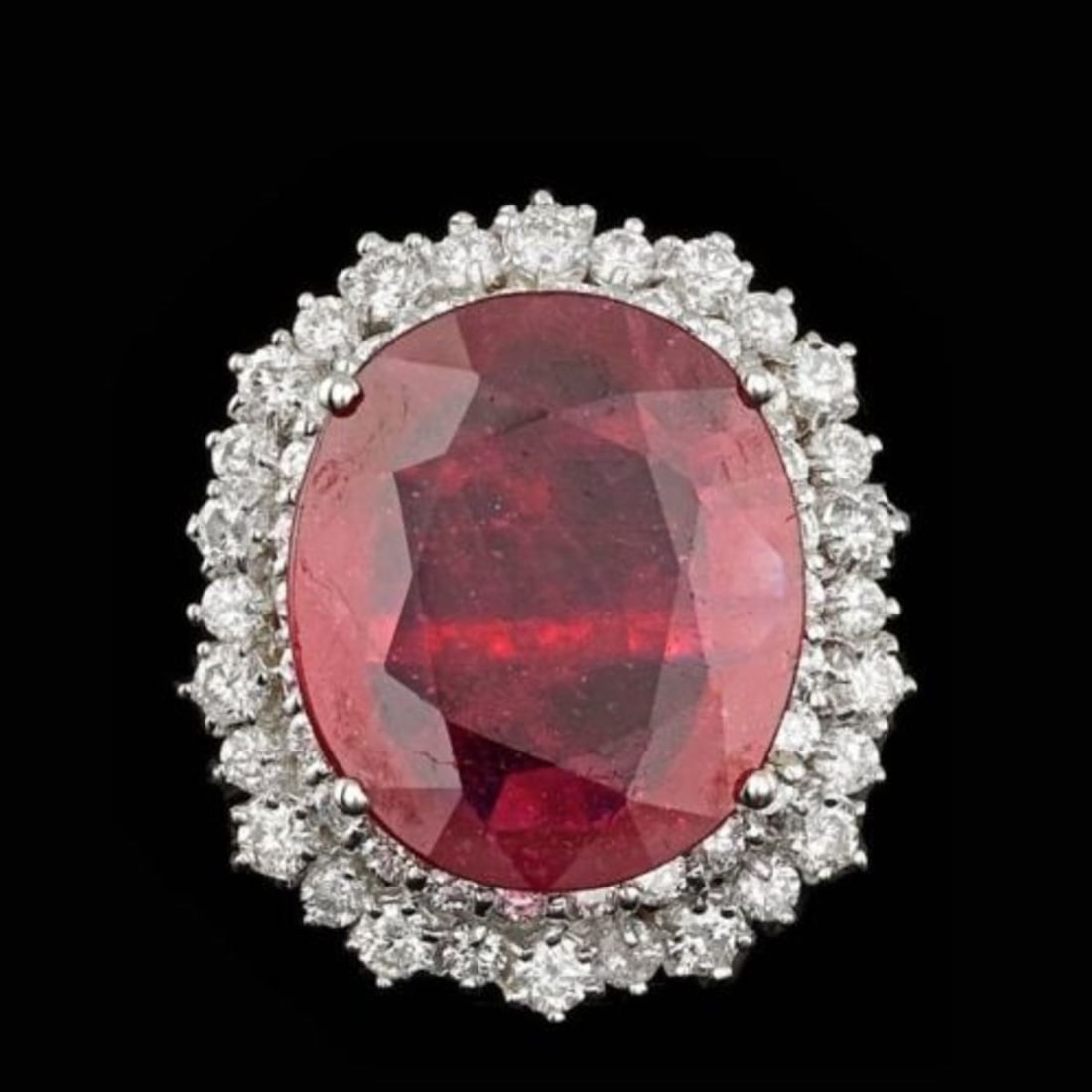 14K White Gold 10.69ct Ruby and 1.89ct Diamond Ring: Retail: $18,300.00 ****** 14K White Gold 10.69ct Ruby and 1.89ct Diamond Ring ****** Metal: 14K White Gold / Total Item Weight: 10.0 Grams / Country Made: United States / / Main Stone: Ruby / Color: