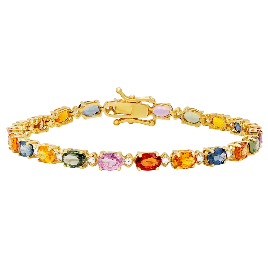 14k Yellow Gold 11.97ct Sapphire 0.57ct Diamond Bracelet: Retail: $14,200.00 ****** 14k Yellow Gold 11.97ct Sapphire 0.57ct Diamond Bracelet ****** Metal: 14K Yellow Gold / Total Item Weight: 9.40 grams / Country Made: United States / / Main Stone: Sapphire