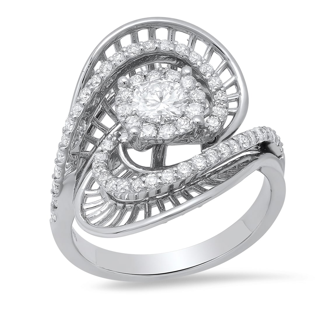 14K White Gold Setting with 0.40ct Center Diamond and 1.05tcw Diamond Ring: Retail: $9,350.00 ****** 14K White Gold Setting with 0.40ct Center Diamond and 1.05tcw Diamond Ring ****** Size: 7 (we offer free resizing to winning bidders) / Metal: 14K White Gold / Total Item Weig