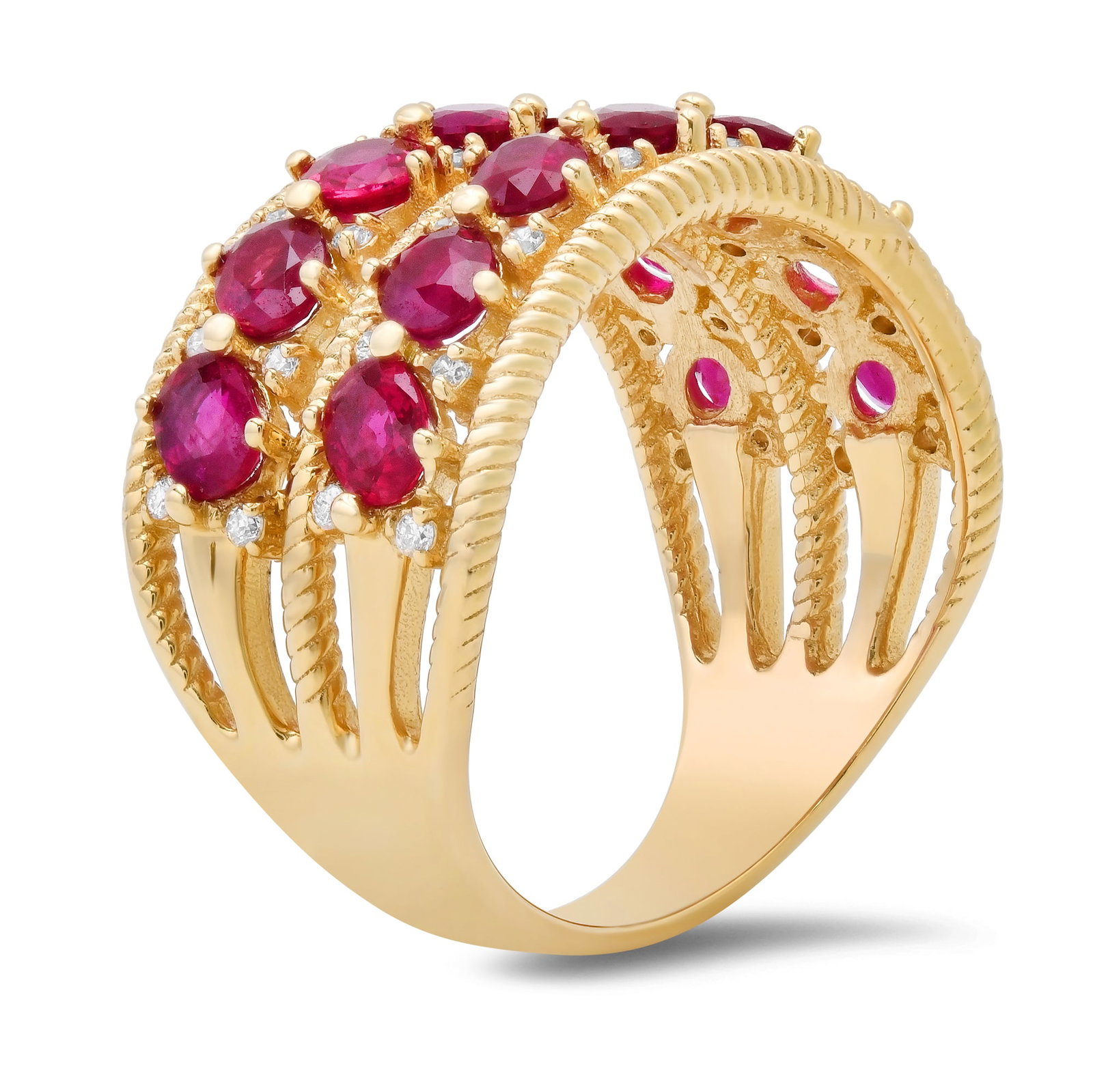 14K Yellow Gold Ladies Ring with 2.63ct Ruby and 0.16ct Diamonds - 2