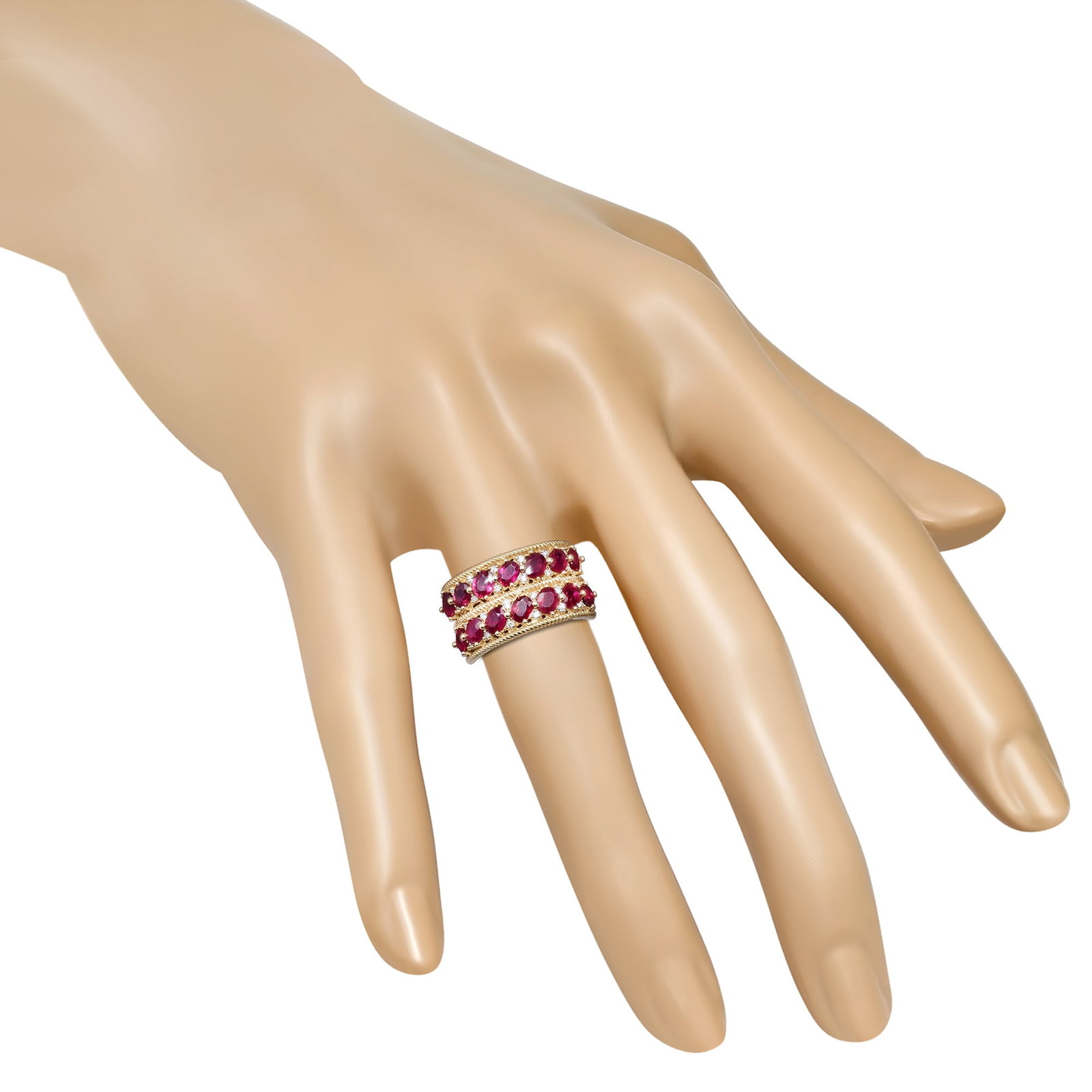14K Yellow Gold Ladies Ring with 2.63ct Ruby and 0.16ct Diamonds - 3