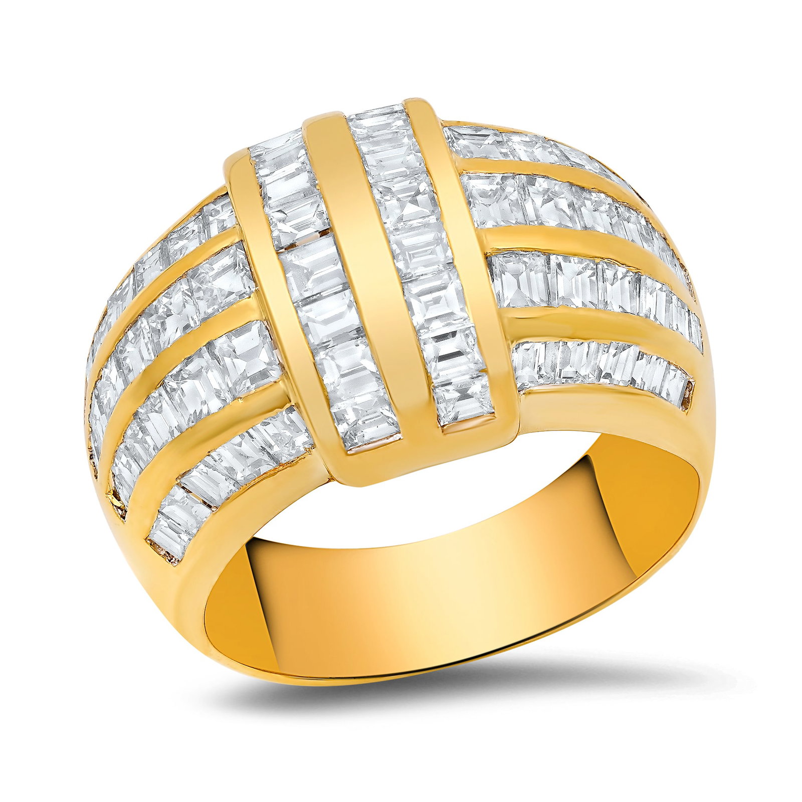 18K Yellow Gold Setting with 3.19ct Diamond Ladies Ring: Retail: $16,800.00 ****** 18K Yellow Gold Setting with 3.19ct Diamond Ladies Ring ****** Size: 7 (we offer free resizing to winning bidders) / Metal: 18K Yellow Gold / Total Item Weight: 10.4 Grams / 