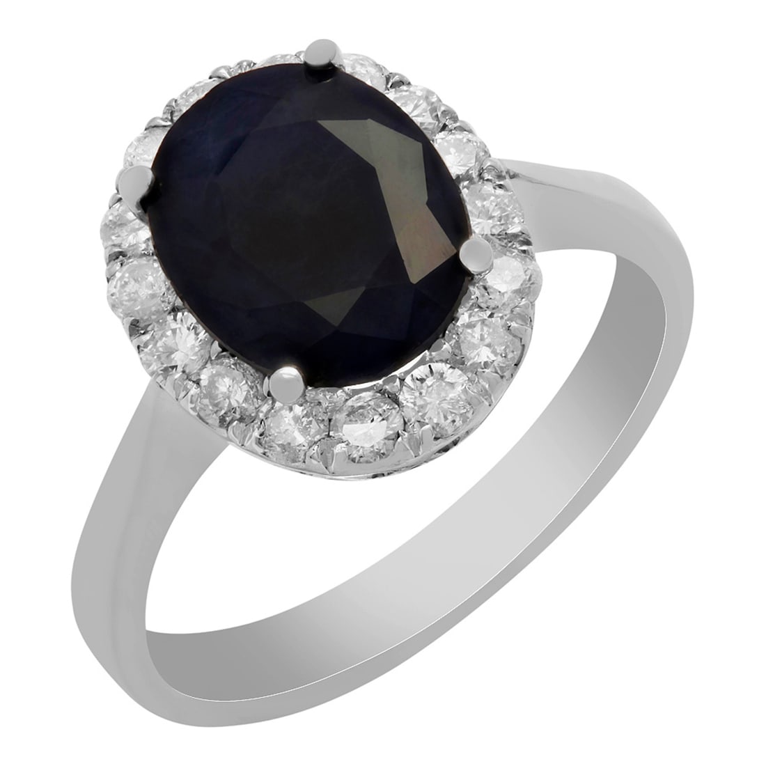 14k White Gold 3.55ct Sapphire 0.62ct Diamond Ring: Retail: $5,945.00 ****** 14k White Gold 3.55ct Sapphire 0.62ct Diamond Ring ****** Metal: 14K White Gold / Total Item Weight: 4.40 grams / Country Made: United States / / Main Stone: Sapphire / Color: