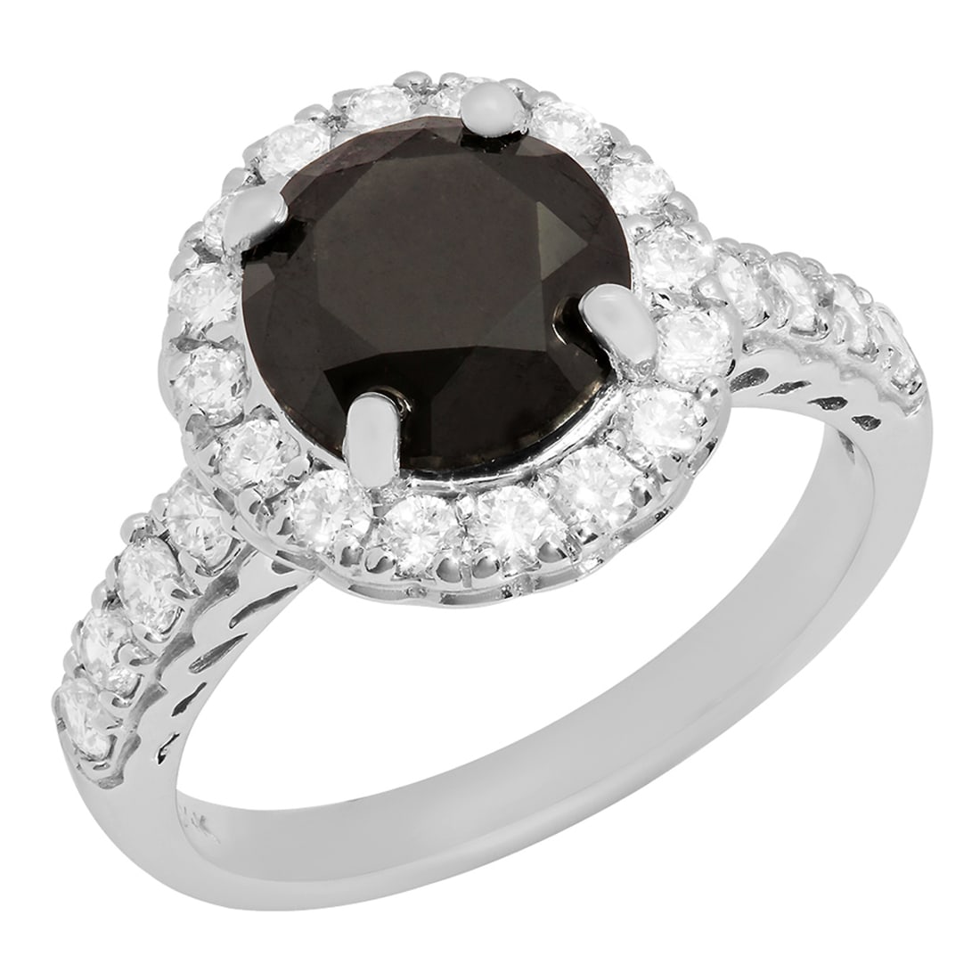 14k White Gold 2.29ct & 0.73ct Diamond Ring: Retail: $5,975.00 ****** 14k White Gold 2.29ct & 0.73ct Diamond Ring ****** Metal: 14K White Gold / Total Item Weight: 4.60 grams / Country Made: United States / / Main Stone: Diamond / Color: Black
