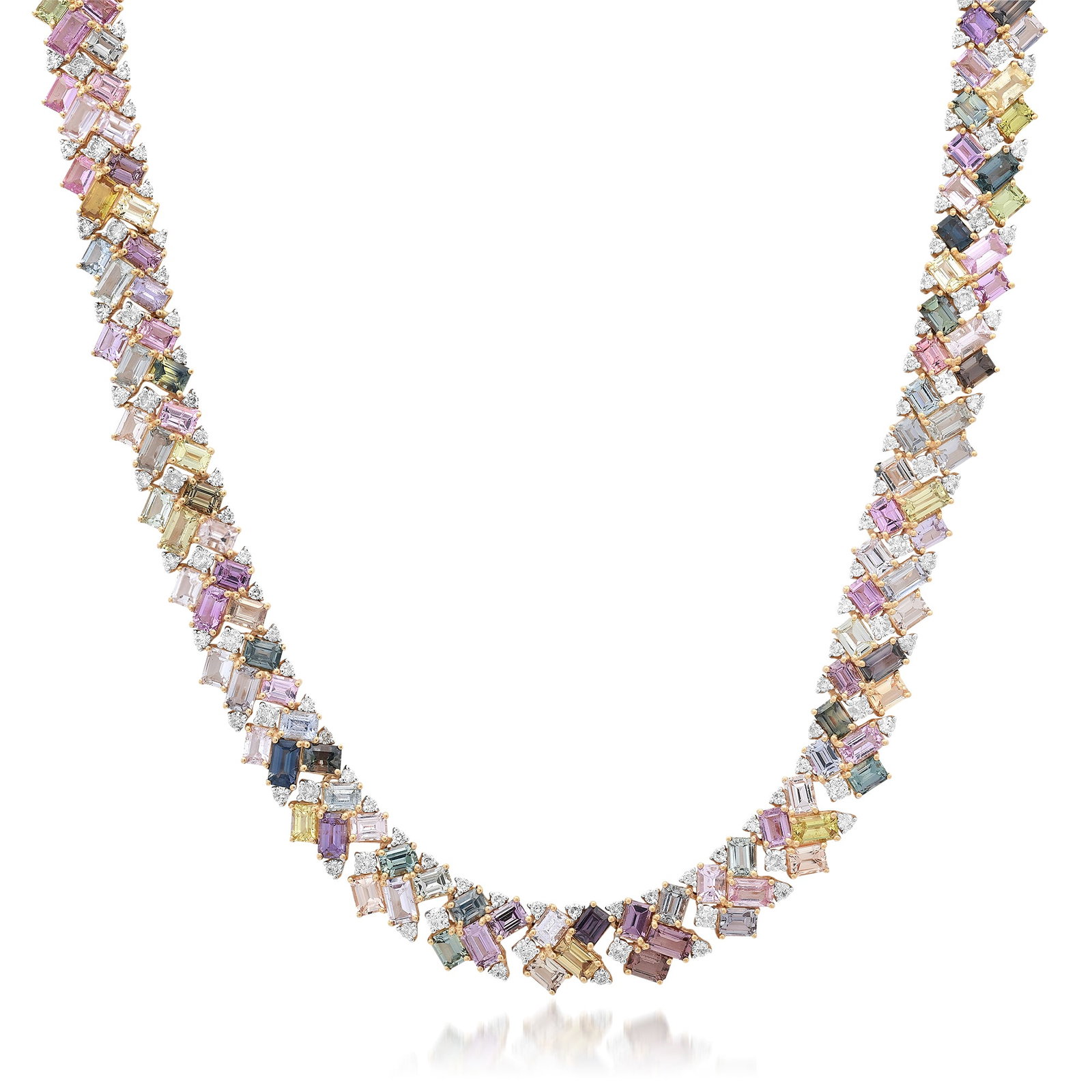 14K Yellow Gold Ladies Necklace with 50.18tcw Sapphire, Alexandrite and 4.98tcw Diamonds: Retail: $104,672.00 ****** 14K Yellow Gold Ladies Necklace with 50.18tcw Sapphire, Alexandrite and 4.98tcw Diamonds ****** Size: 17 / Metal: 14K Yellow Gold / Total Item Weight: 50.7 Grams / Country M