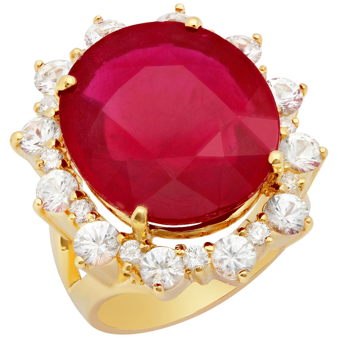 14k Yellow Gold 20.66ct Ruby 2.41ct Sapphire 0.41ct Diamond Ring: Retail: $6,595.00 ****** 14k Yellow Gold 20.66ct Ruby 2.41ct Sapphire 0.41ct Diamond Ring ****** Metal: 14K Yellow Gold / Total Item Weight: 15.00 grams / Country Made: United States / / Main Stone: R