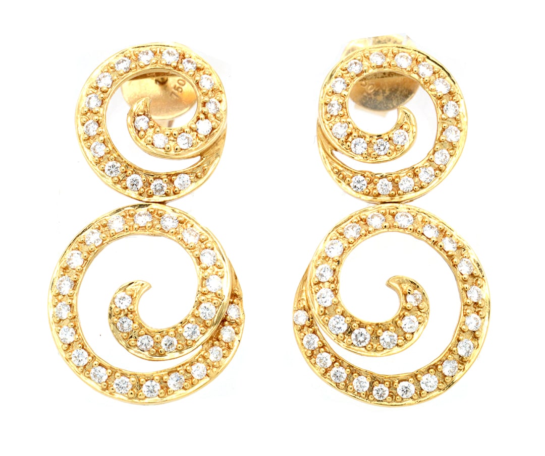 18K Yellow Gold Ladies Signed Fortunoff" Earrings with 1.20tcw Diamonds": Retail: $7,200.00 ****** 18K Yellow Gold Ladies Signed Fortunoff" Earrings with 1.20tcw Diamonds ****** Metal: 18K Yellow Gold / Total Item Weight: 6.4 Grams / Country Made: United States / / Main