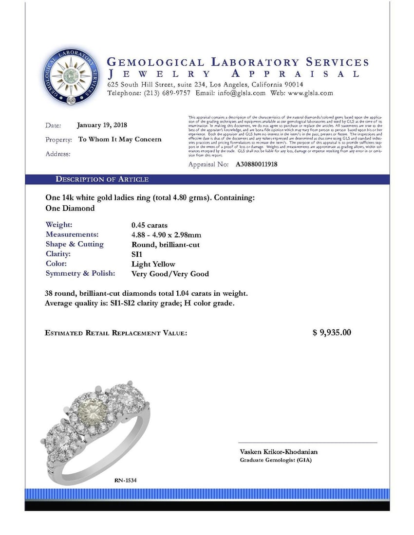 14k White Gold 0.45ct & 1.04ct Diamond Ring - 5