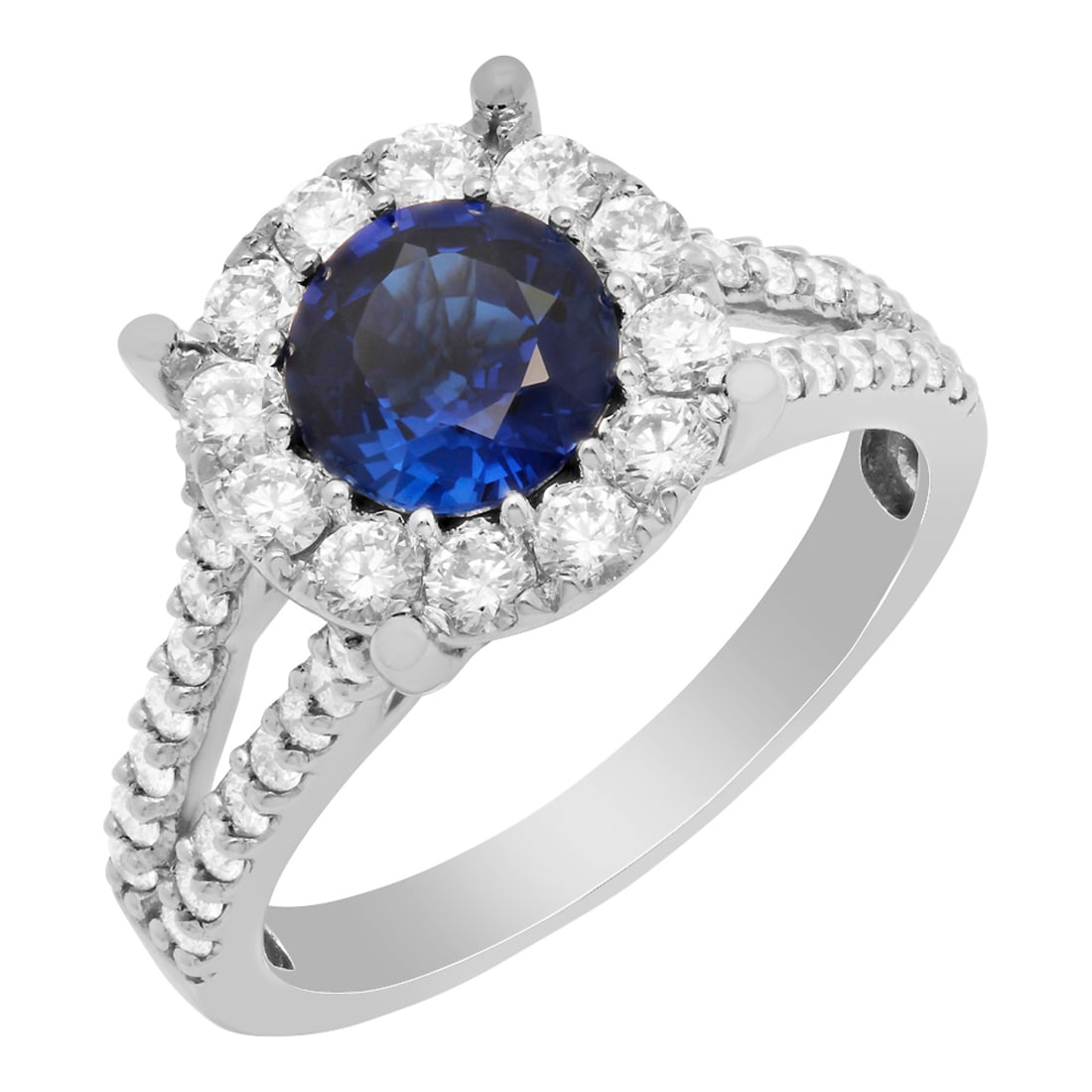 14k White Gold 1.19ct Lab Created Sapphire 1.25ct Diamond Ring: Retail: $6,945.00 ****** 14k White Gold 1.19ct Lab Created Sapphire 1.25ct Diamond Ring ****** Metal: 14K White Gold / Total Item Weight: 4.75 grams / Country Made: United States / / Main Stone: Lab