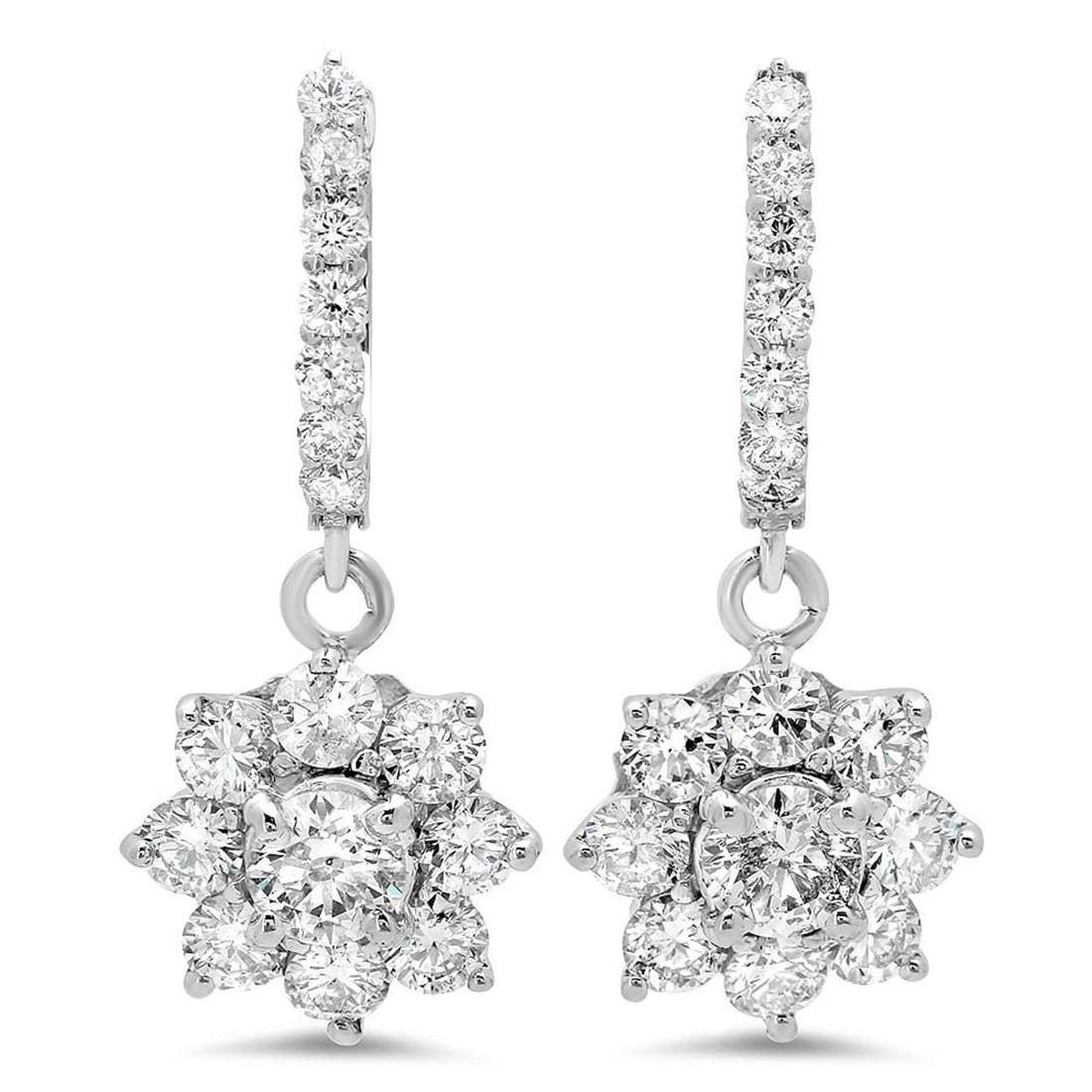 14K Gold 3.16cts Diamond Earrings (1 of 4)
