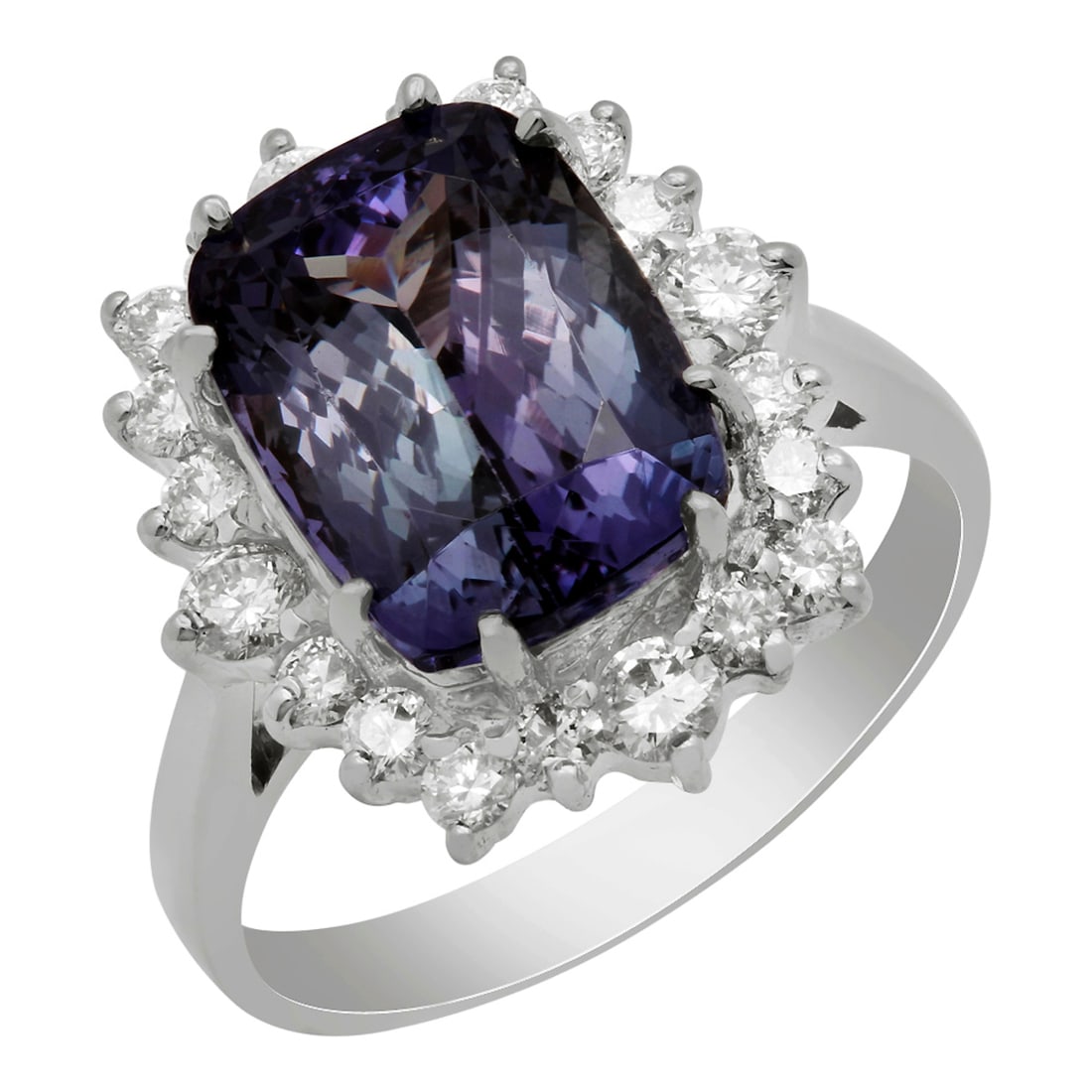 14K Gold 3.96ct Tanzanite and 0.89ct Diamond Ring: Retail: $9,380.00 ****** 14K Gold 3.96ct Tanzanite and 0.89ct Diamond Ring ****** Metal: 14K White Gold / Total Item Weight: 5.50 Grams / Country Made: United States / / Main Stone: Tanzanite / Color: