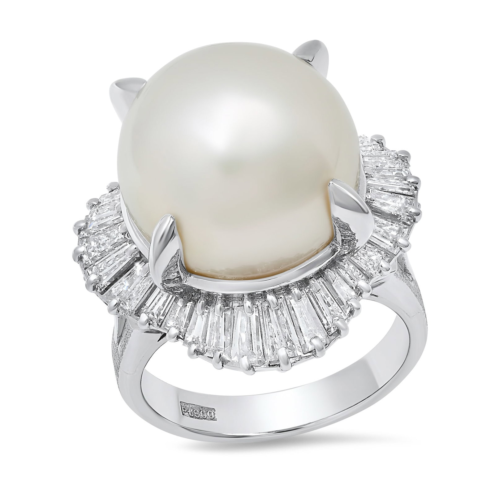 Platinum Ladies Ring with 14.5mm South Sea Pearl and 1.90tcw Adjacent Diamonds: Retail: $17,385.00 ****** Platinum Ladies Ring with 14.5mm South Sea Pearl and 1.90tcw Adjacent Diamonds ****** Size: 6.5 (we offer free resizing to winning bidders) / Metal: Platinum / Total Item Wei