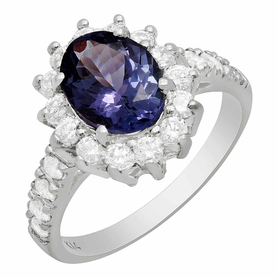 14k White Gold 1.79ct Tanzanite 0.80ct Diamond Ring: Retail: $6,145.00 ****** 14k White Gold 1.79ct Tanzanite 0.80ct Diamond Ring ****** Metal: 14K White Gold / Total Item Weight: 4.20 grams / Country Made: United States / / Main Stone: Tanzanite / Colo