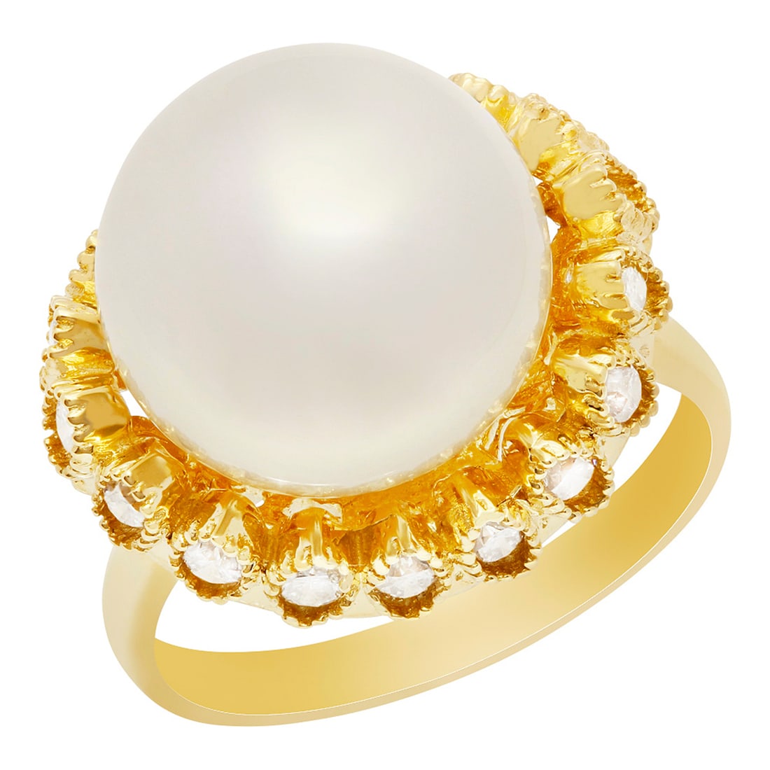 14k Yellow Gold 13mm Pearl 0.65ct Diamond Ring: Retail: $7,350.00 ****** 14k Yellow Gold 13mm Pearl 0.65ct Diamond Ring ****** Metal: 14k Solid Yellow Gold / Total Item Weight: 8.20 grams / Country Made: United States / / Main Stone: Pearl / Color: