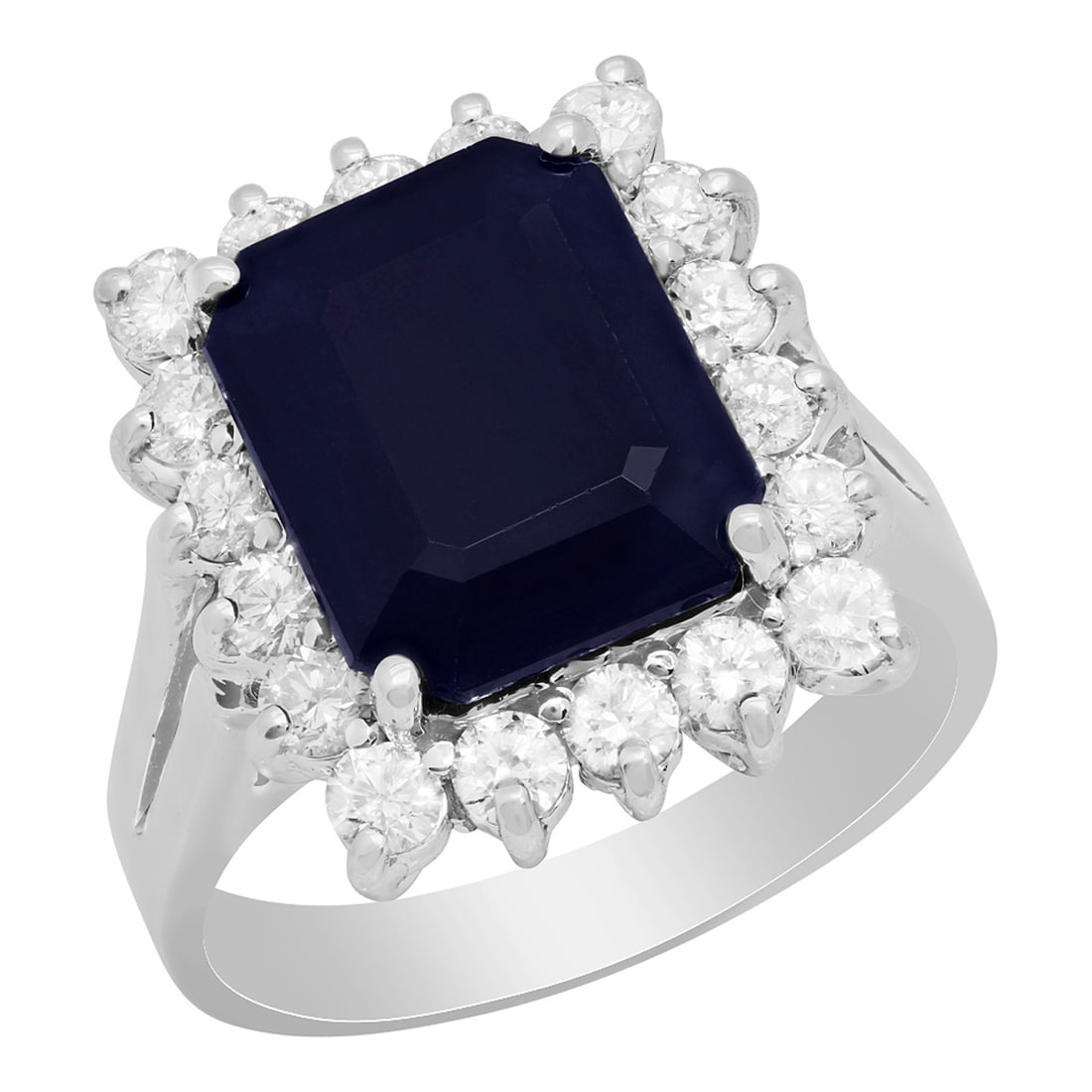 14k White Gold 5.05ct Sapphire 0.91ct Diamond Ring: Retail: $3,965.00 ****** 14k White Gold 5.05ct Sapphire 0.91ct Diamond Ring ****** Metal: 14K White Gold / Total Item Weight: 6.30 grams / Country Made: United States / / Main Stone: Sapphire / Color: