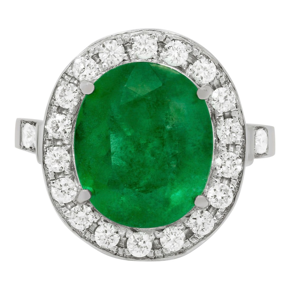 14k White Gold 3.48ct Emerald 0.71ct Diamond Ring - 3