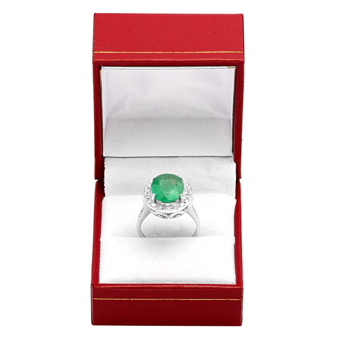 14k White Gold 3.48ct Emerald 0.71ct Diamond Ring - 4