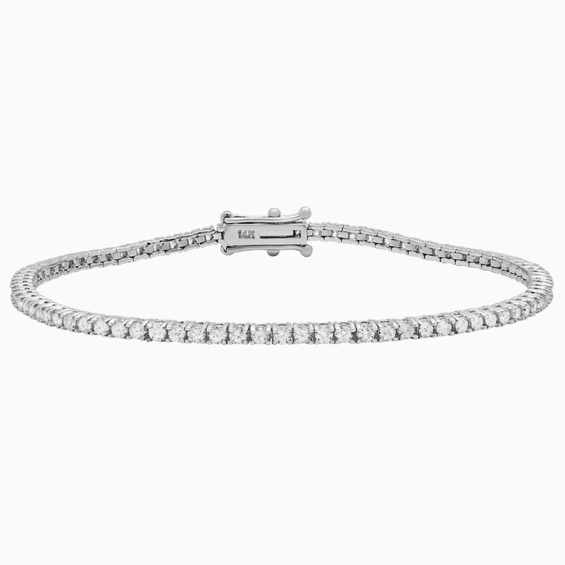 14k White Gold 2.31ct Diamond Tennis Bracelet: Retail: $10,750.00 ****** 14k White Gold 2.31ct Diamond Tennis Bracelet ****** Metal: 14K White Gold / Total Item Weight: 6.94 grams / Country Made: United States / / Main Stone: Diamond / Color: None