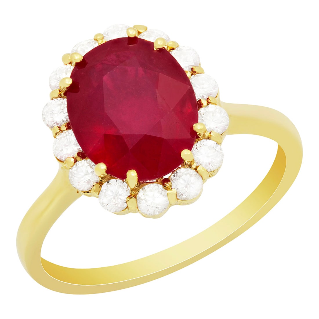 14k Yellow Gold 3.71ct Ruby 0.53ct Diamond Ring: Retail: $7,120.00 ****** 14k Yellow Gold 3.71ct Ruby 0.53ct Diamond Ring ****** Metal: 14K Yellow Gold / Total Item Weight: 3.10 grams / Country Made: United States / / Main Stone: Ruby / Color: