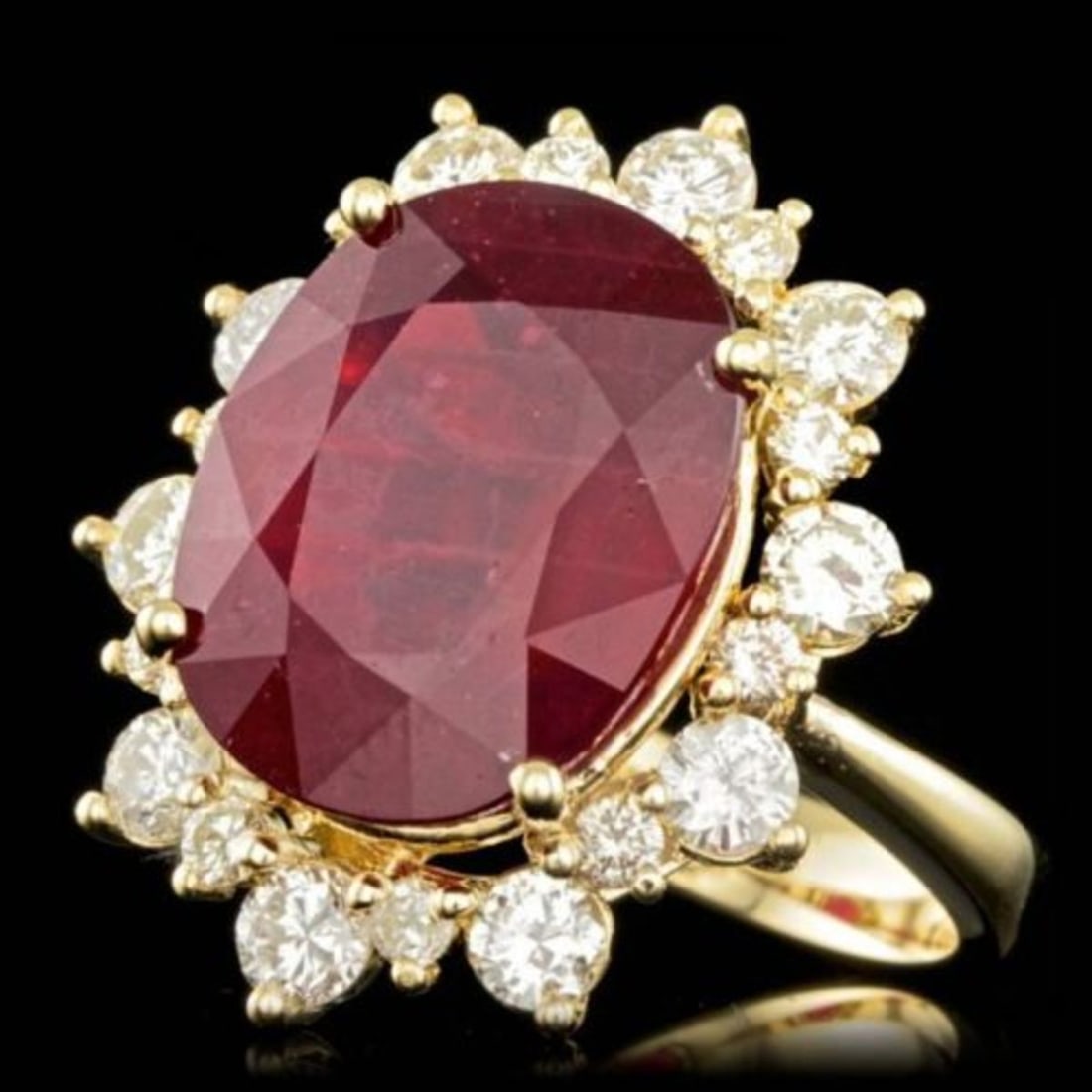 14K Yellow Gold 12.99ct Ruby and 1.83ct Diamond Ring - 2