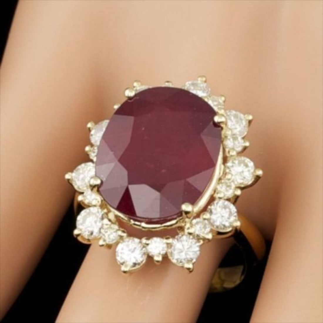 14K Yellow Gold 12.99ct Ruby and 1.83ct Diamond Ring - 3