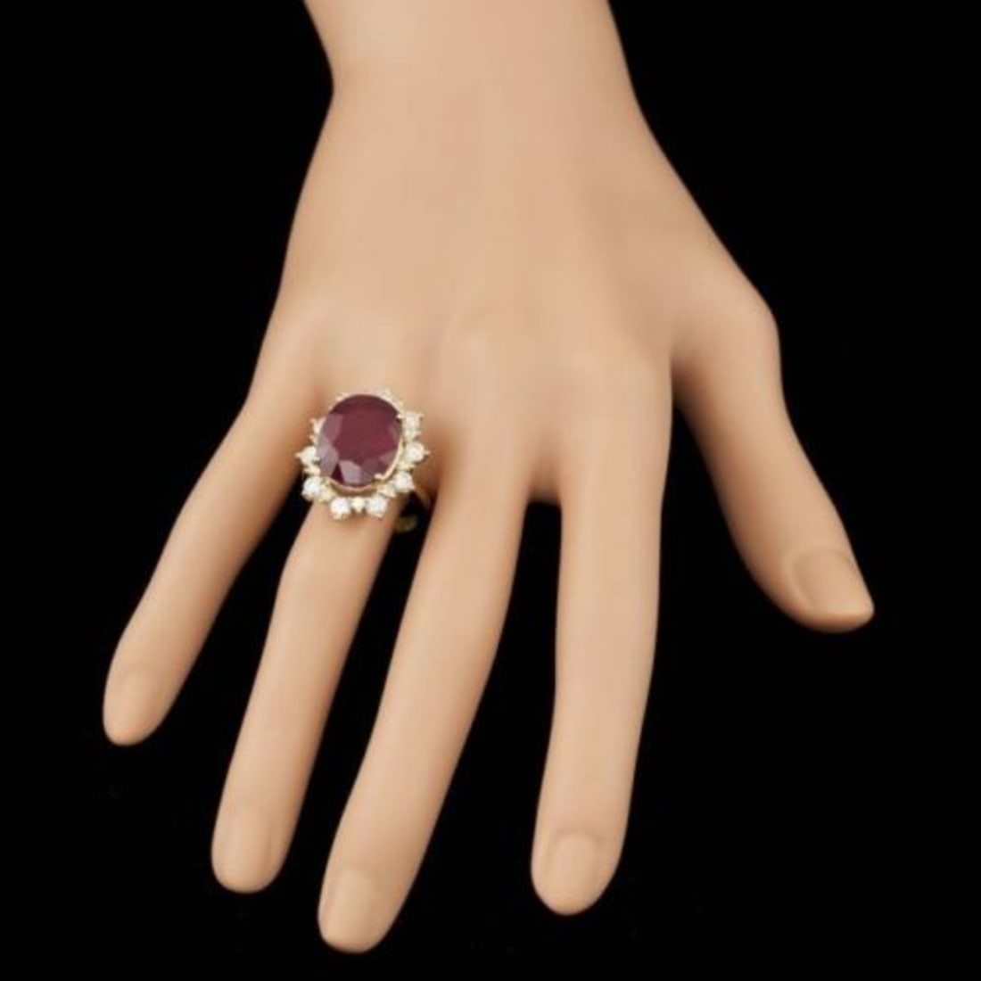 14K Yellow Gold 12.99ct Ruby and 1.83ct Diamond Ring - 4