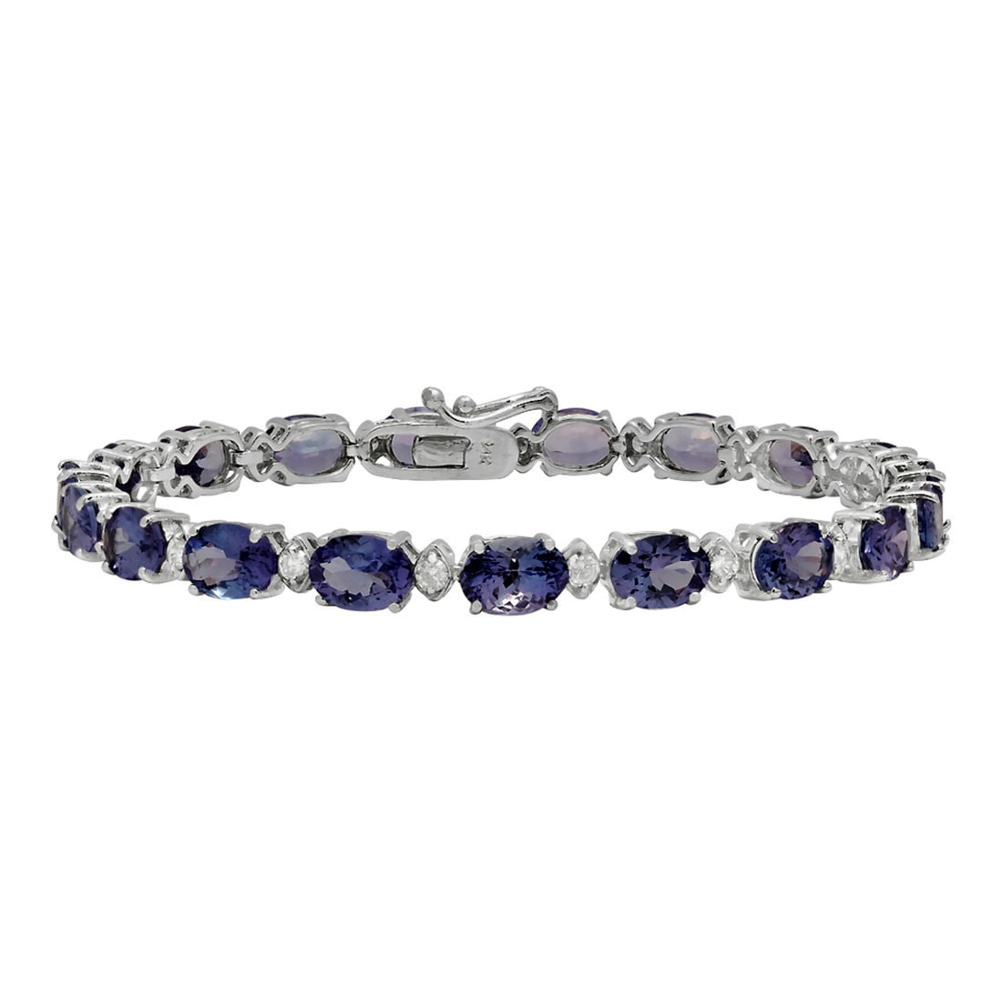 14k White Gold 14.71ct Tanzanite 0.81ct Diamond Bracelet: Retail: $7,280.00 ****** 14k White Gold 14.71ct Tanzanite 0.81ct Diamond Bracelet ****** Metal: 14K White Gold / Total Item Weight: 10.40 grams / Country Made: United States / / Main Stone: Tanzanite 