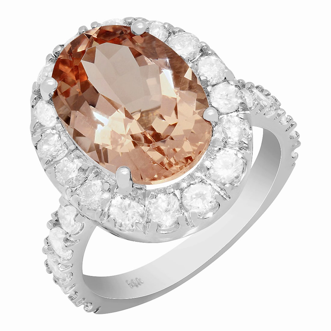 14k White Gold 5.91ct Morganite 1.79ct Diamond Ring: Retail: $8,770.00 ****** 14k White Gold 5.91ct Morganite 1.79ct Diamond Ring ****** Metal: 14K White Gold / Total Item Weight: 7.10 grams / Country Made: United States / / Main Stone: Morganite /