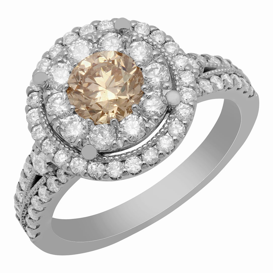 14k White Gold 0.88ct & 1.53ct Diamond Ring: Retail: $9,980.00 ****** 14k White Gold 0.88ct & 1.53ct Diamond Ring ****** Metal: 14K White Gold / Total Item Weight: 5.40 grams / Country Made: United States / / Main Stone: Diamond / Color: