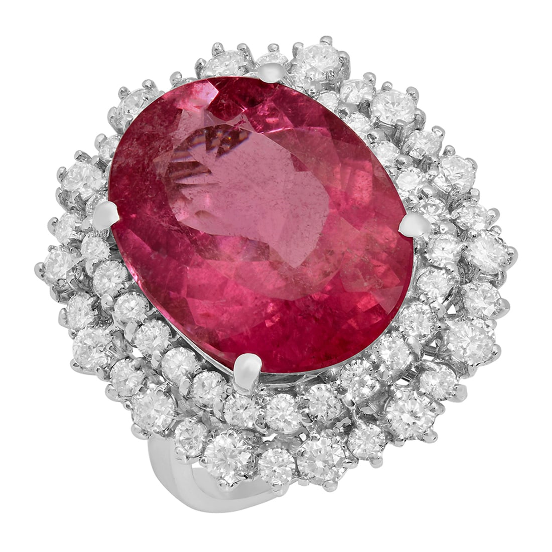 14k White Gold 10.32ct Pink Tourmaline 1.89ct Diamond Ring: Retail: $11,175.00 ****** 14k White Gold 10.32ct Pink Tourmaline 1.89ct Diamond Ring ****** Metal: 14K White Gold / Total Item Weight: 9.38 grams / Country Made: United States / / Main Stone: Pink