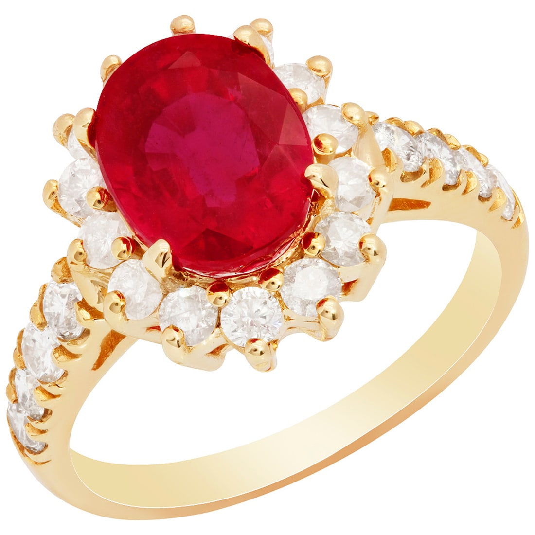 14k Yellow Gold 3.37ct Ruby 0.99ct Diamond Ring: Retail: $3,480.00 ****** 14k Yellow Gold 3.37ct Ruby 0.99ct Diamond Ring ****** Metal: 14K Yellow Gold / Total Item Weight: 4.50 grams / Country Made: United States / / Main Stone: Ruby / Color: