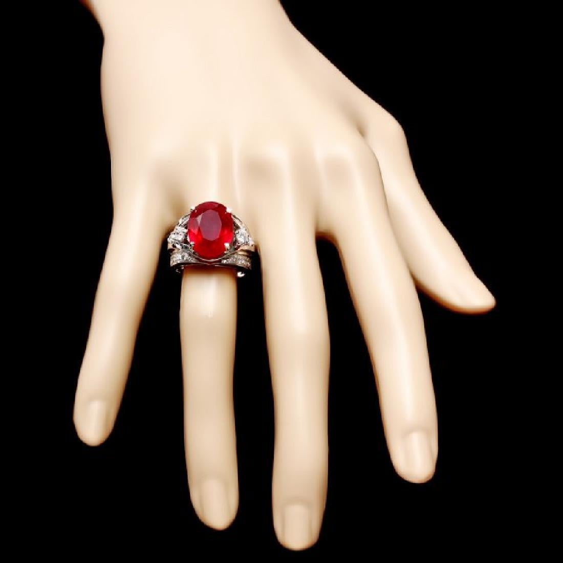14K White Gold 12.27ct Ruby and 1.32ct Diamond Ring - 4