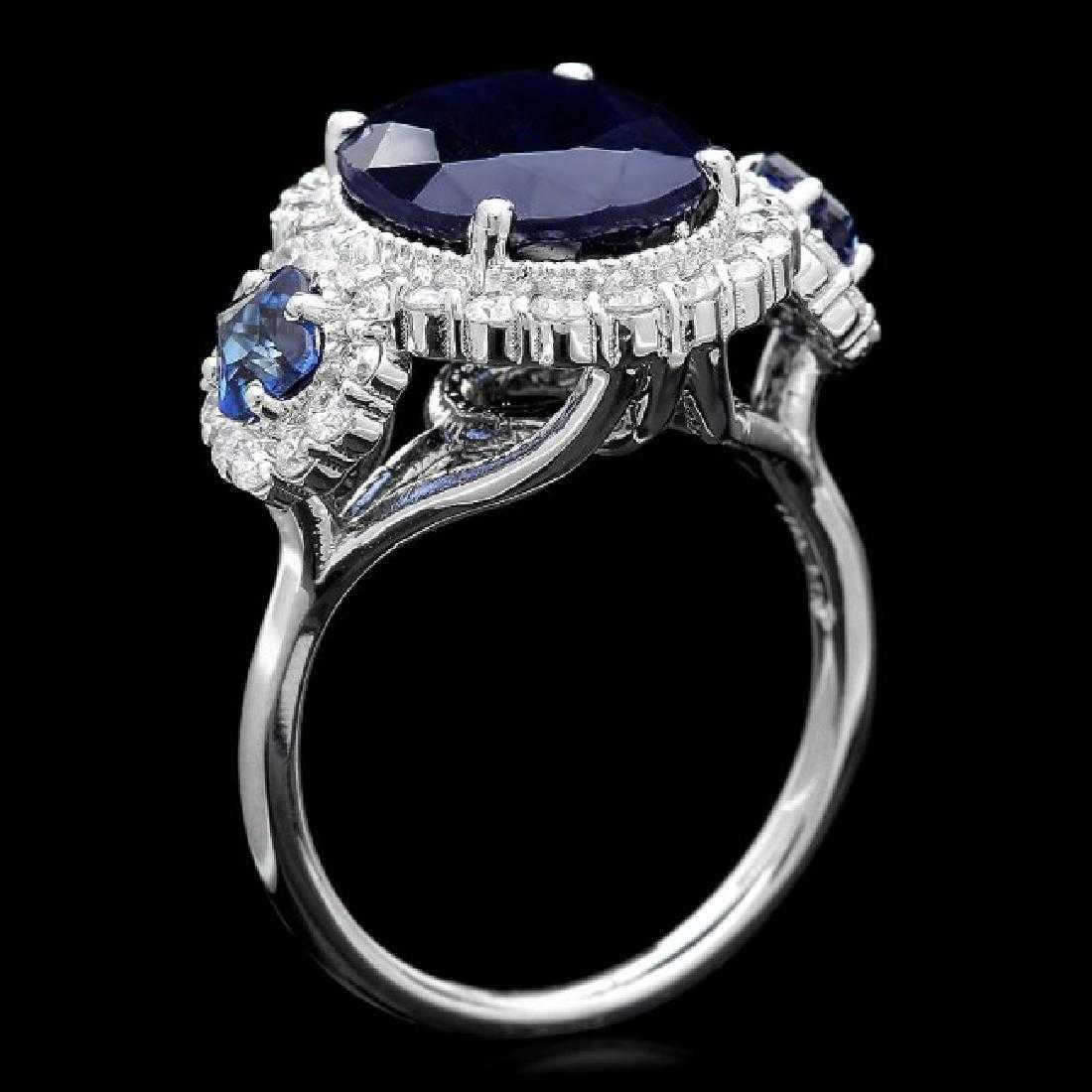 14K White Gold 6.28ct Sapphire and 0.86ct Diamond Ring: Retail: $8,780.00 ****** 14K White Gold 6.28ct Sapphire and 0.86ct Diamond Ring ****** Metal: 14K White Gold / Total Item Weight: 6.5 Grams / Country Made: United States / / Main Stone: Sapphire / Col