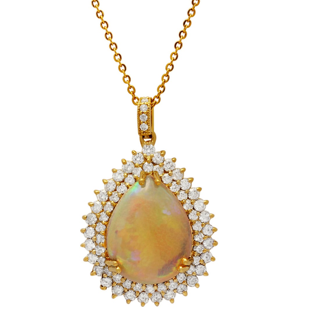 14k Yellow Gold 15.42ct Ethiopian Opal 3.72ct Diamond Pendant: Retail: $18,125.00 ****** 14k Yellow Gold 15.42ct Ethiopian Opal 3.72ct Diamond Pendant ****** Metal: 14K Yellow Gold / Total Item Weight: 14.92 grams / Country Made: United States / / Main Stone: Eth