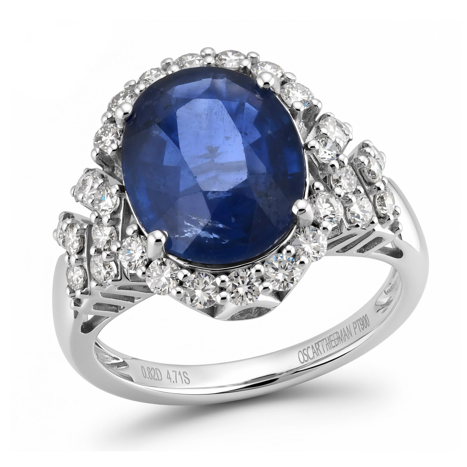 Platinum Ladies Ring with 7.11ct GIA Certified Sapphire and 0.82tcw Adjacent Diamonds: Retail: $32,680.00 ****** Platinum Ladies Ring with 7.11ct GIA Certified Sapphire and 0.82tcw Adjacent Diamonds ****** Size: 7 / Metal: Platinum / Total Item Weight: 7.0 Grams / Country Made: United