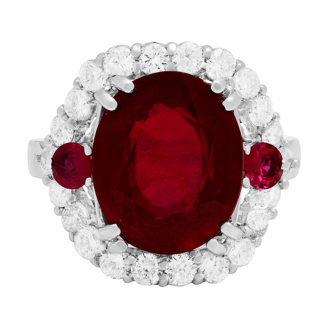 14k White Gold 7.00ct & 0.40ct Ruby 1.22ct Diamond Ring - 3