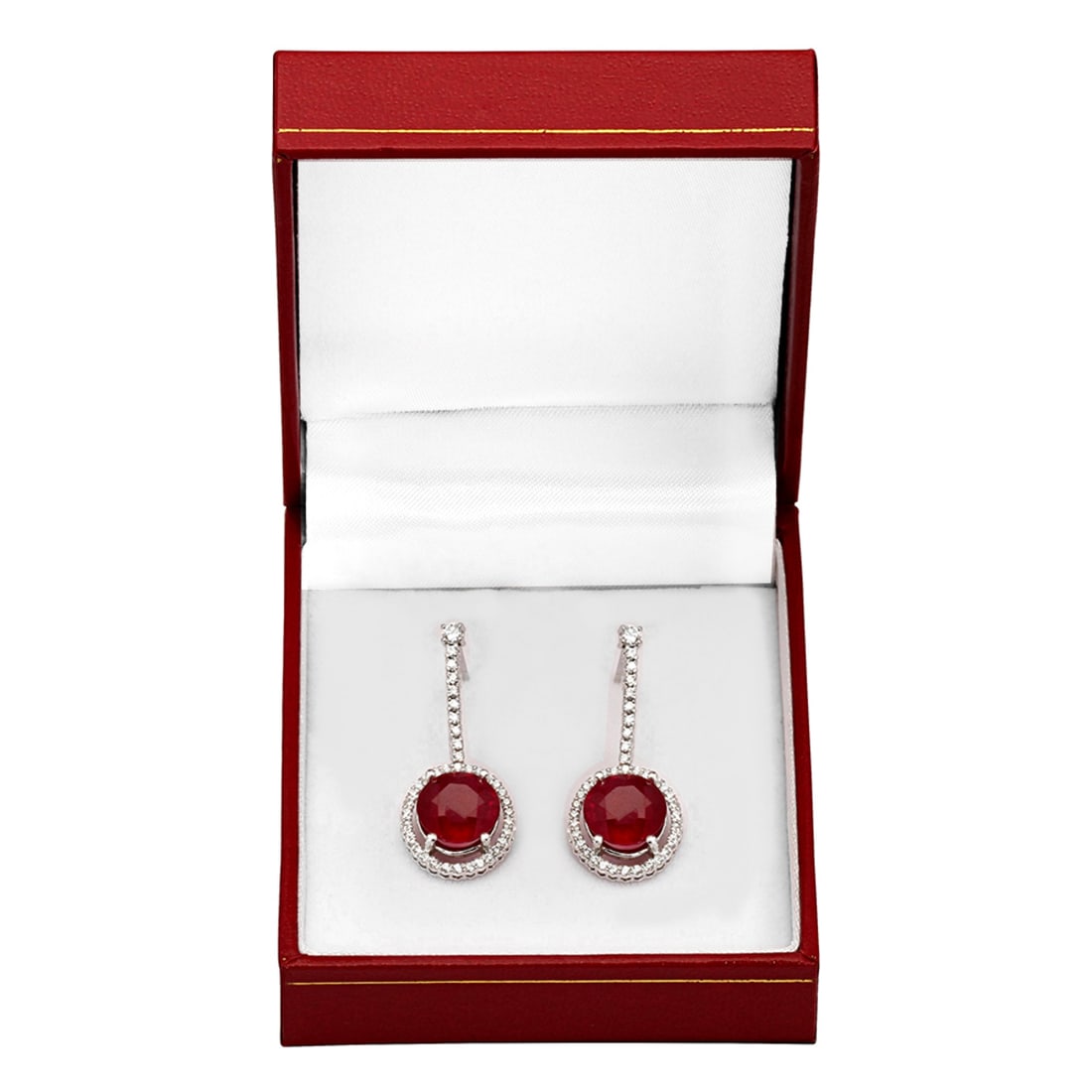 14k White Gold 9.80ct Ruby 0.76ct Diamond Earrings - 3